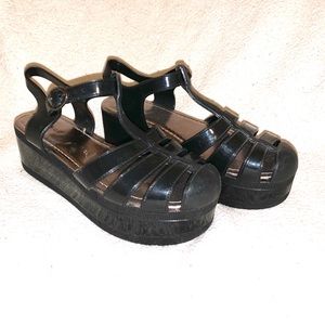 Black Platform Jelly Sandals